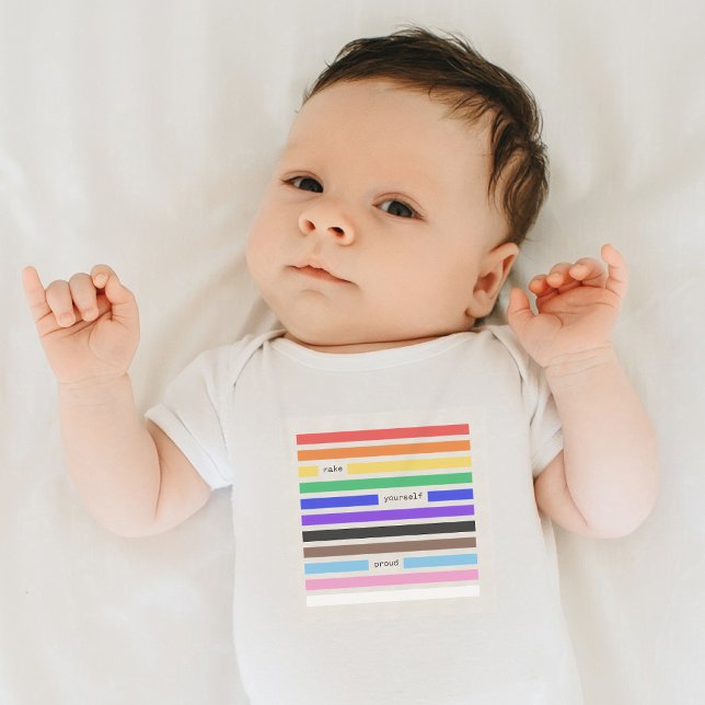Make Yourself Proud Rainbow Redaction Pride 2026 Baby Bodysuit (Creator Uploaded)