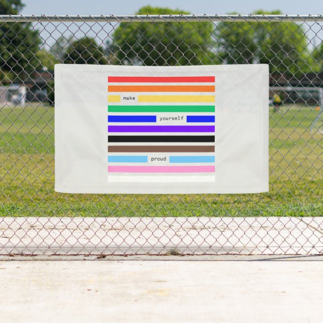 Make Yourself Proud Rainbow Redaction Pride 2026 Banner (Insitu)