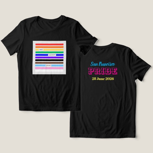 Make Yourself Proud Rainbow Redaction Pride 2026 Tri-Blend Shirt (Design Front & Back)
