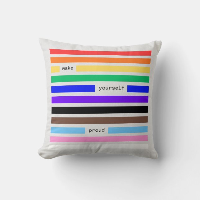 Make Yourself Proud Rainbow Redaction Pride Cushion (Front)