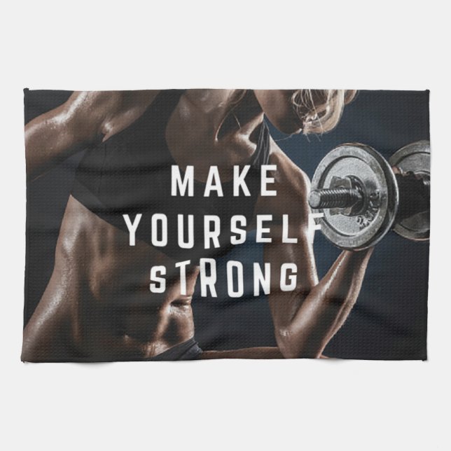 Make Yourself STRONG. Women's Workout Motivational Tea Towel (Horizontal)