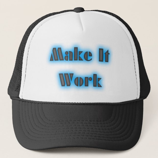 makeiworkBLUE3BIGGER Trucker Hat (Front)