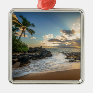 Makena Beach Cove Sunset Metal Ornament