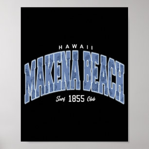 Makena Beach Hawaii Surfing Hibiscus Flower Poster