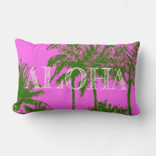 Makena Beach Hawaiian Sketchy Palms Reversible Lumbar Cushion