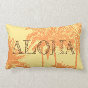 Makena Beach Hawaiian Sketchy Palms Reversible Lumbar Cushion