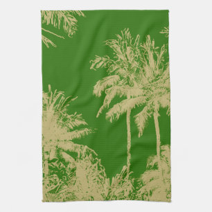 Makena Beach Hawaiian Sketchy Palms Tea Towel
