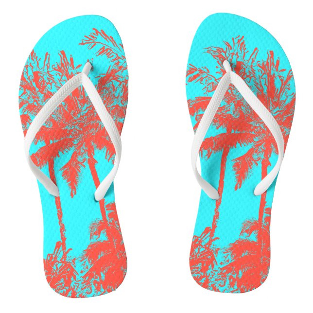 Makena Beach Hawaiian Sketchy Palms Thongs (Footbed)