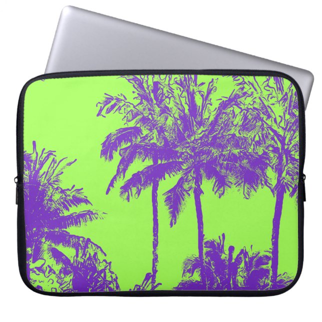 Makena Beach Hawaiian Sketchy Palms Wetsuit Laptop Sleeve (Front)