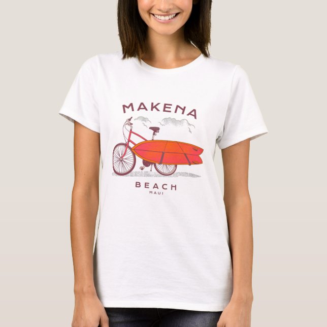 Makena Beach Maui Vintage Beach Surfing T-Shirt (Front)