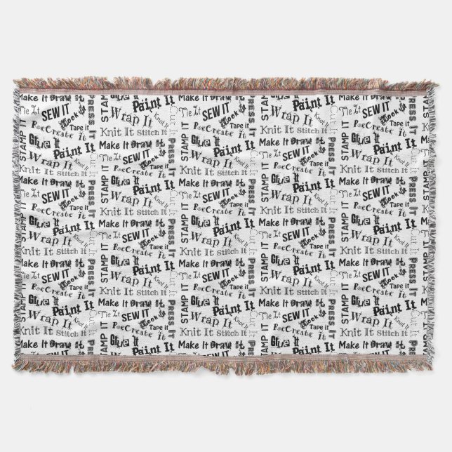 Maker Crafts Typography Pattern Throw Blanket (Front)