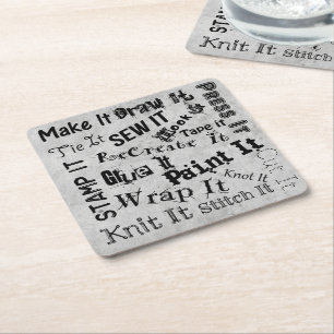 Maker Crafts Typography Print Craft Party Square Paper Coaster