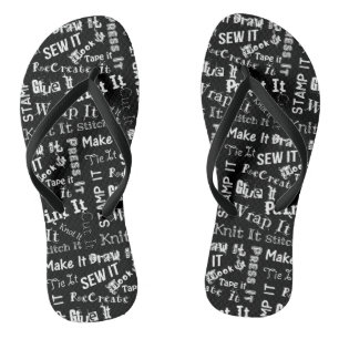 Maker Crafts Typography Print {Dark} Thongs