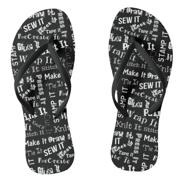 Maker Crafts Typography Print {Dark} Thongs (Footbed)