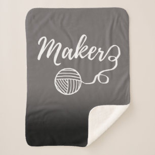 Maker Crafts Typography Print Sherpa Blanket