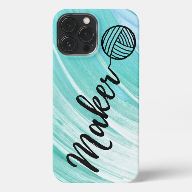 Maker Crafts Typography Watercolor Blues iPhone Case (Back)