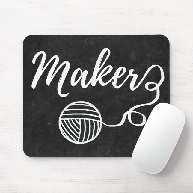 Maker Crafts & Yarn Typography Chalkboard Texture Mouse Pad (With Mouse)