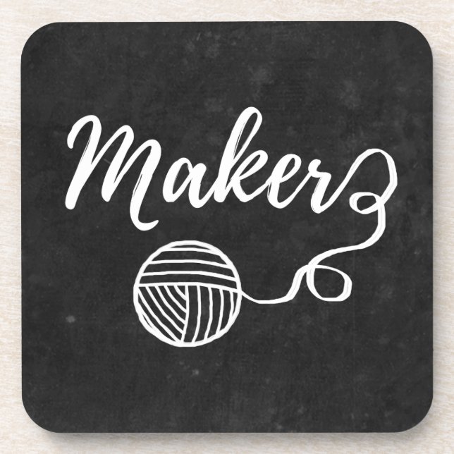 Maker Crafts & Yarn Typography Crafts Coaster (Front)