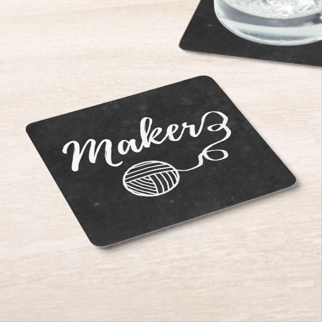 Maker Crafts & Yarn Typography Crafts Party Square Paper Coaster (Angled)