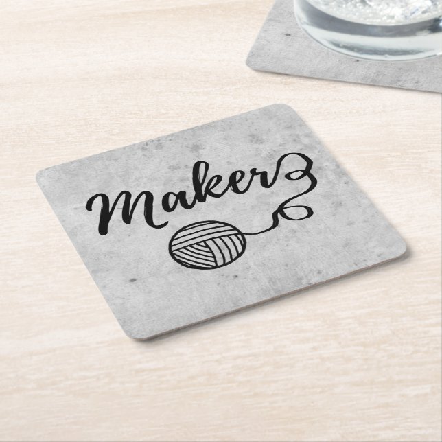 Maker Crafts & Yarn Typography Crafts Party Square Paper Coaster (Angled)