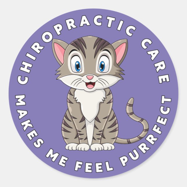 Makes Me Feel Purrfect Chiropractic Kids Classic Round Sticker (Front)