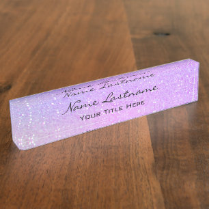 Makeup Aesthetician Beauty Holograph Purple Pink Nameplate
