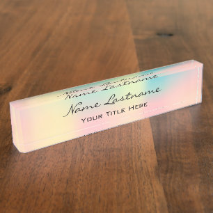 Makeup Aesthetician Beauty Holograph Rose Pink Nameplate