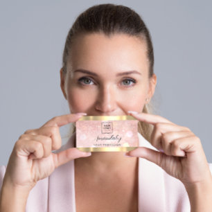 Makeup Aesthetician Lash Nails QRCode Logo Rose Business Card