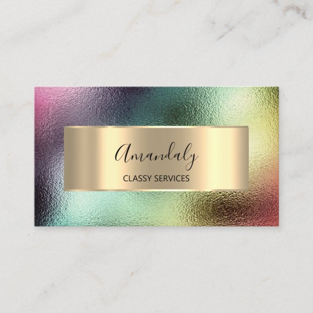 Makeup Affiliate Marketing Holograph Smoky Rainbow Business Card (Front)