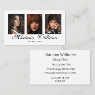 makeup and hair 3 photos beauty salon business card
