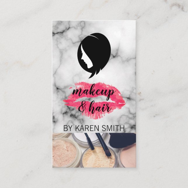 Makeup and Hair | Beautician | Hair Stylist Business Card (Front)