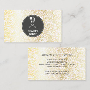 Makeup and Hair Icon   Gold Texture Background Business Card