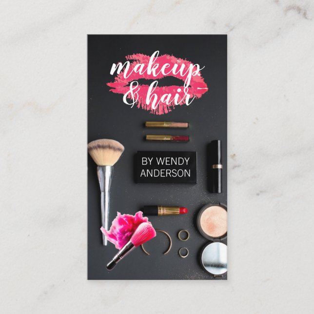 Makeup and Hair Stylist | Salon Brushes Business Card (Front)