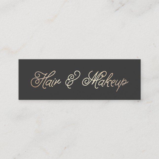 Makeup and Hair Stylist Stylish Gold Typographic Mini Business Card (Front)