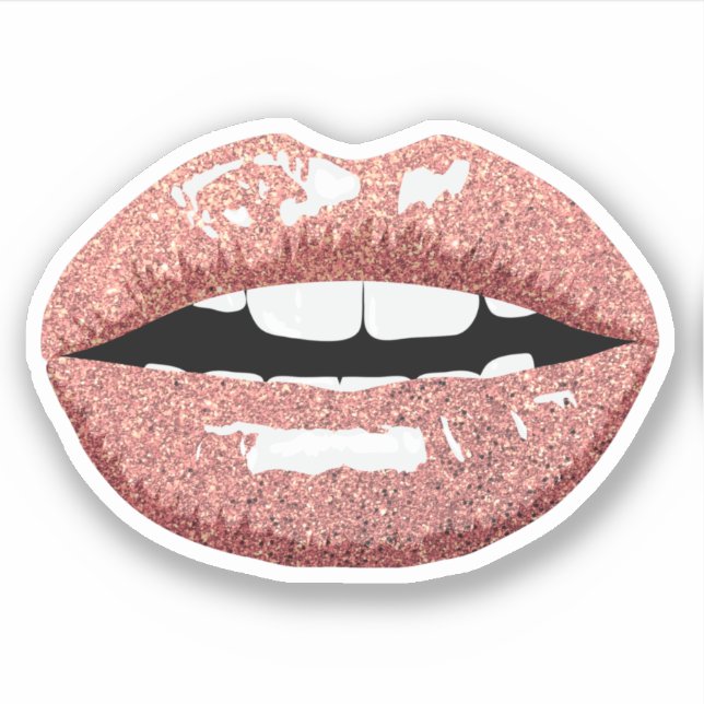 Makeup Art Cosmetic Beauty Rose Gold Glitter Lips (Front)