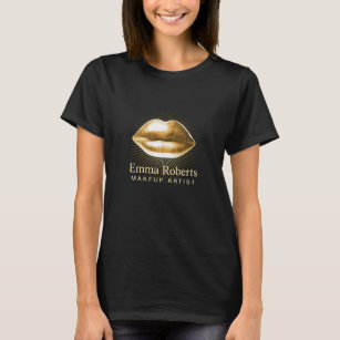 Makeup Artist 3D Gold Lips Beauty Salon T-Shirt