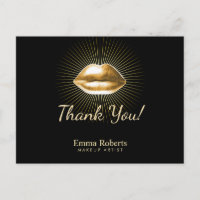 Makeup Artist 3D Gold Lips Beauty Salon Thank You