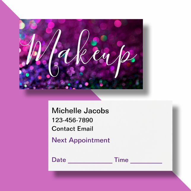 Makeup Artist Appointment Glitzy Business Cards (Creator Uploaded)