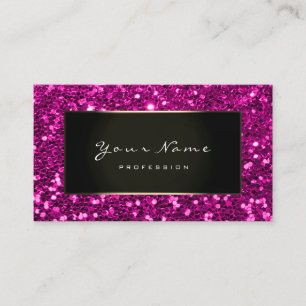 Makeup Artist Beauty Framed Fuchsia Pink Glitter Business Card