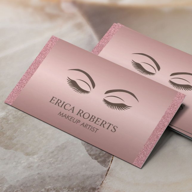 Makeup Artist Beauty Girl Elegant Rose Gold Business Card (Creator Uploaded)