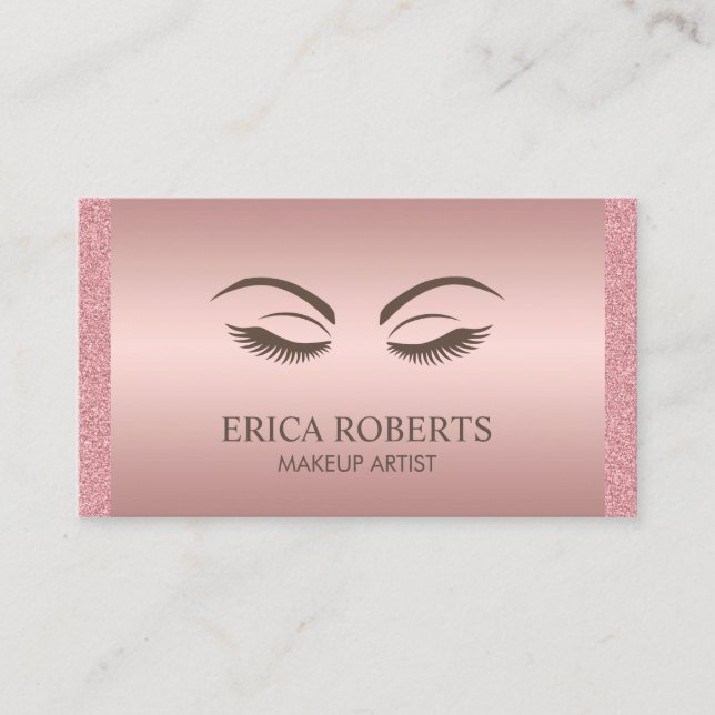 Makeup Artist Beauty Girl Rose Gold Appointment Card (Front)
