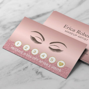 Makeup Artist Beauty Girl Rose Gold Salon Loyalty Card