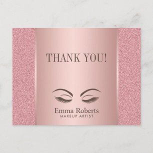Makeup Artist Beauty Girl Rose Gold Thank You Postcard