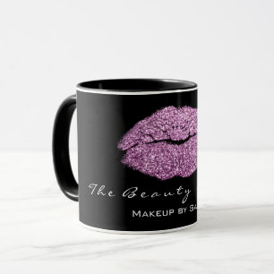 Makeup Artist Beauty Kiss Lip Purple Black Glitter Mug