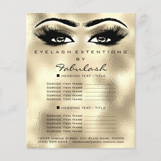 Makeup Artist Beauty Lash Glitter Flyer Eyes Gold (Front)