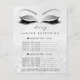 Makeup Artist Beauty Lash Glitter Price List Grey Flyer