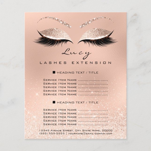 Makeup Artist Beauty Lash Glitter Price List Skinn Flyer (Front)