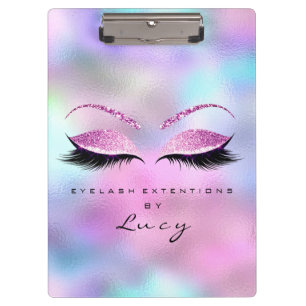 Makeup Artist Beauty Lashes Glitter Pink Blue Clipboard