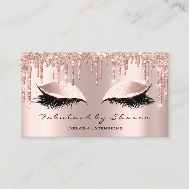 Makeup Artist Beauty Lashes Rose Drips Eyes Business Card (Front)