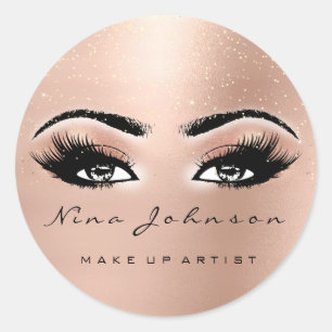Makeup Artist Beauty Peach Spark Eye Glitter Lash Classic Round Sticker